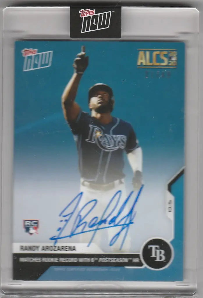 Baseball trading card of ALCS Auto 421B Randy Arozarena with autograph for Tampa Bay Rays