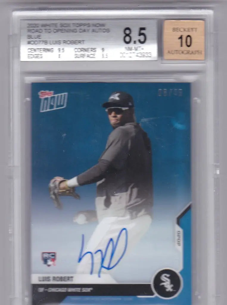 Graded Luis Robert Auto 8/49 in protective holder, Chicago White Sox collectible card
