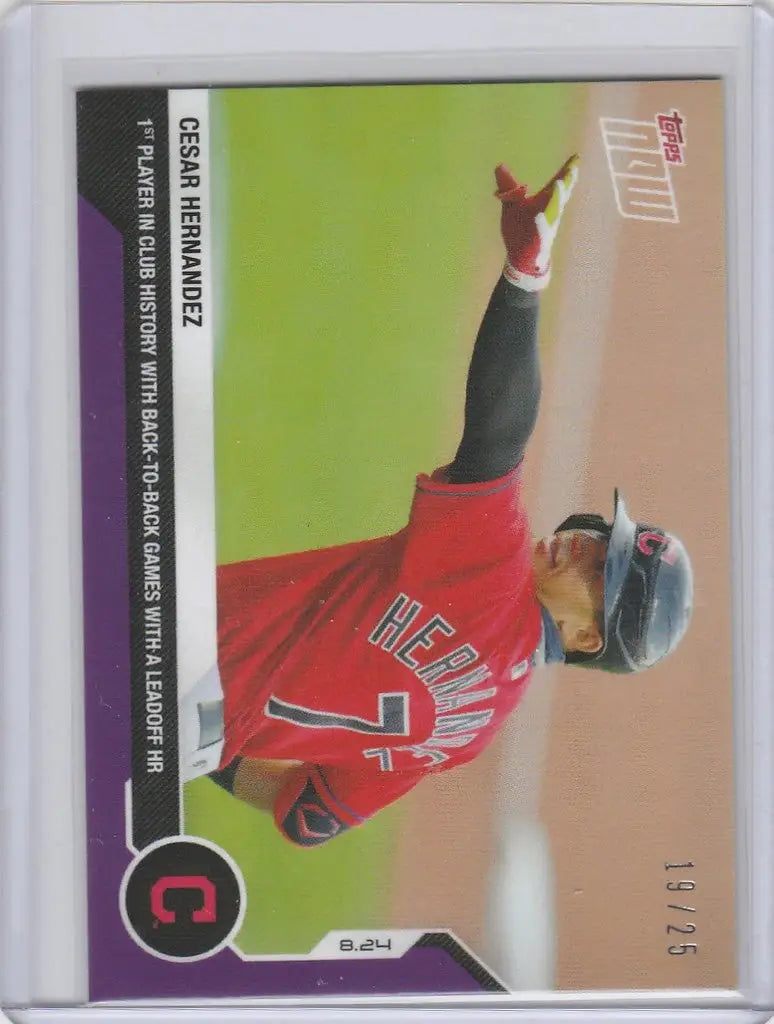 Cesar Hernandez Cleveland Indians trading card featuring player sliding into base