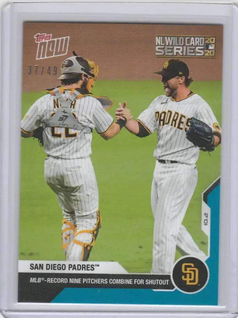 2020 Topps Now Parallel #362 SAN DIEGO PADRES 9 PITCHERS FOR SHUT OUT 37/49