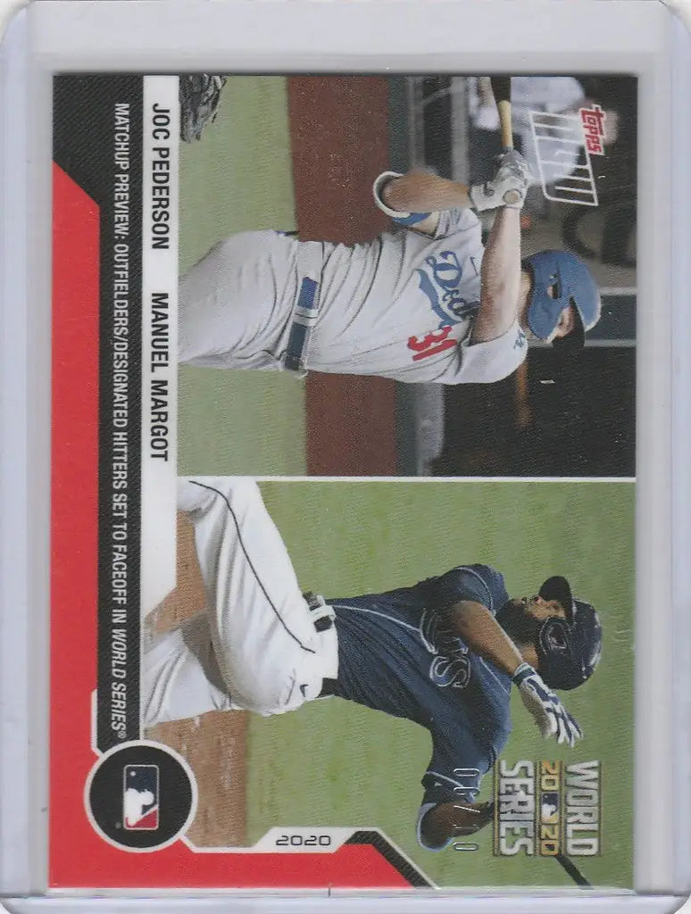 Baseball trading card of Joc Pederson and Manuel Margot in action from 2020 Topps Now