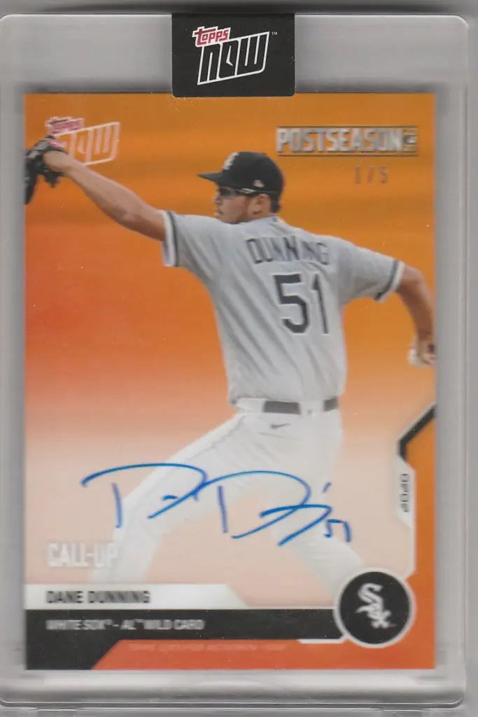 Dane Dunning Chicago White Sox Postseason Auto baseball card with pitcher number 51