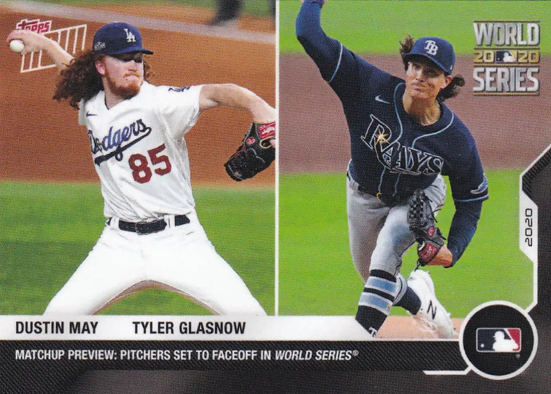 2020 TOPPS NOW WORLD SERIES MATCHUP #WM-12 DUSTIN MAY & TYLER GLASNOW- RAYS AND DODGERS - Baseball Card Single