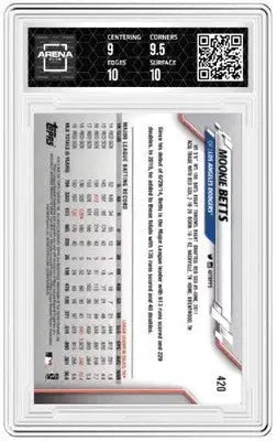 Graded 2020 Topps On-Demand 3D Mookie Betts Arena Club baseball card in protective slab
