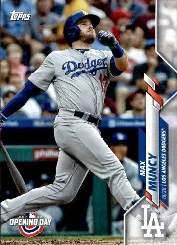 Original gloss baseball card from 2020 Topps Opening Day featuring Max Muncy Dodgers