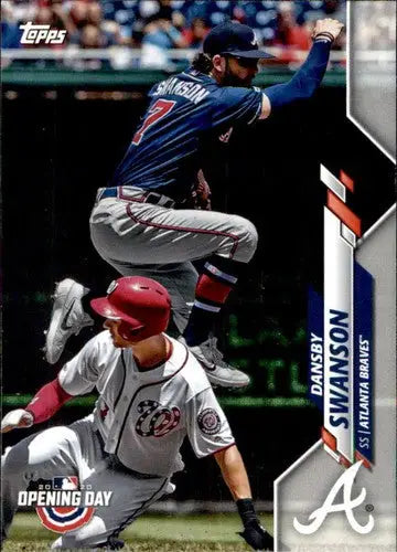 2020 Topps Opening Day Dansby Swanson baseball card with original gloss featuring Braves