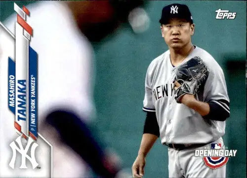 Original gloss of Masahiro Tanaka baseball card from 2020 Topps Opening Day Yankees