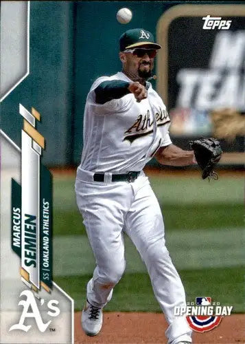 2020 Topps Opening Day Marcus Semien baseball card featuring Athletics in NM-MT condition