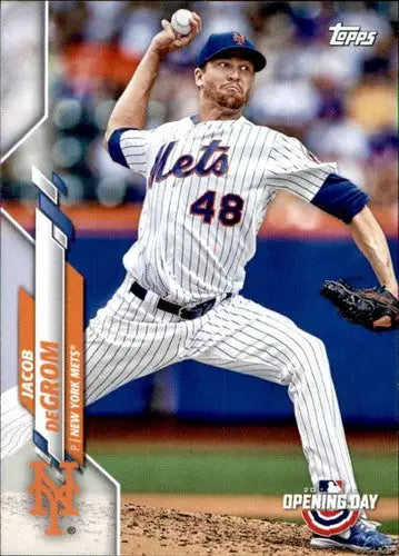 Original gloss 2020 Topps Opening Day Jacob deGrom Mets baseball card featuring simply Sandoval