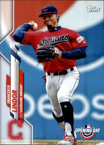 Original gloss of Francisco Lindor baseball card from 2020 Topps Opening Day series