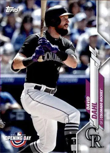 Original gloss of David Dahl baseball card from 2020 Topps Opening Day Rockies collection