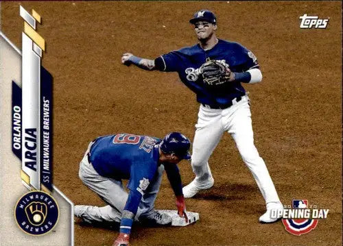 Original gloss baseball card featuring Orlando Arcia from 2020 Topps Opening Day