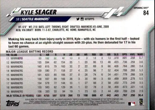 2020 Topps Opening Day #84 Kyle Seager NM-MT Mariners - Baseball Card Single