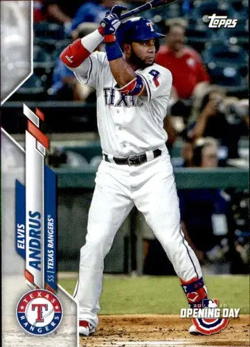 Elvis Andrus baseball card from 2020 Topps Opening Day Rangers collection