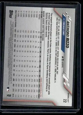 2020 Topps Opening Day Anthony Rizzo #22 Baseball - Baseball Card Single