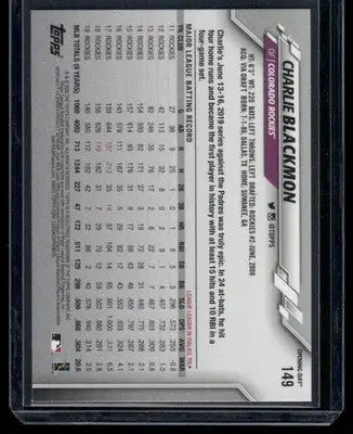 2020 Topps Opening Day Charlie Blackmon #149 Baseball - Baseball Card Single