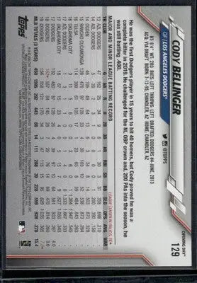 2020 Topps Opening Day Cody Bellinger #129 Baseball - Baseball Card Single