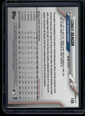 2020 Topps Opening Day Corey Seager #108 Baseball - Baseball Card Single