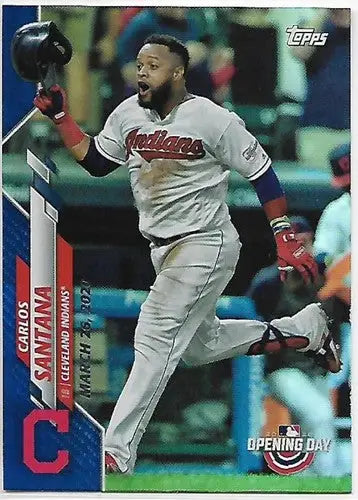 Carlos Santana baseball card from 2020 Topps Opening Day Edition with original gloss