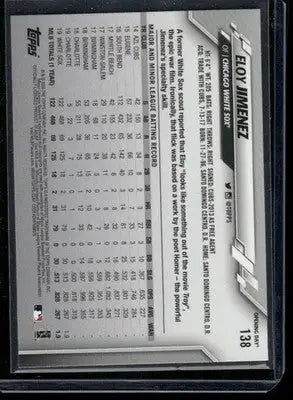 2020 Topps Opening Day Eloy Jimenez #138 Baseball - Baseball Card Single