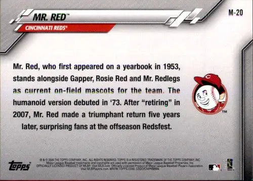 2020 Topps Opening Day Mascots #M-20 Mr. Red NM-MT Reds ID:27619 - Baseball Card Single