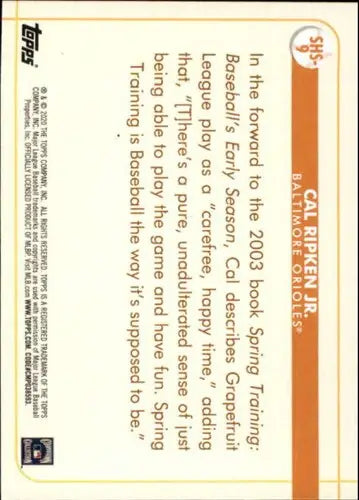 2020 Topps Opening Day Spring has Sprung #SHS-9 Cal Ripken Jr. NM-MT Orioles - Baseball Card Single