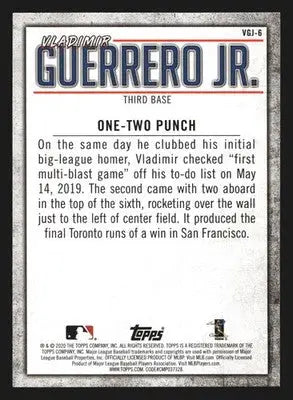 2020 Topps Player Highlights #VGJ-6 Vladimir Guerrero Jr One-Two Punch Blue Jays - Baseball Card Single