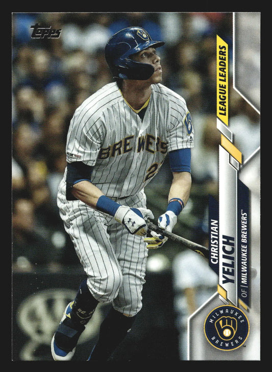 2020 Topps Series 1 #143 Christian Yelich League Leaders Brewers - Baseball Card Single