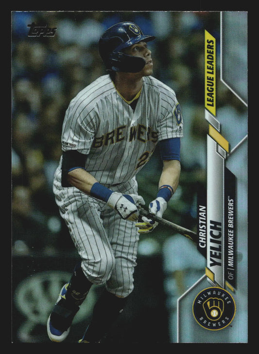 2020 Topps Series 1 #143 Christian Yelich Rainbow Foil League Leaders - Baseball Card Single