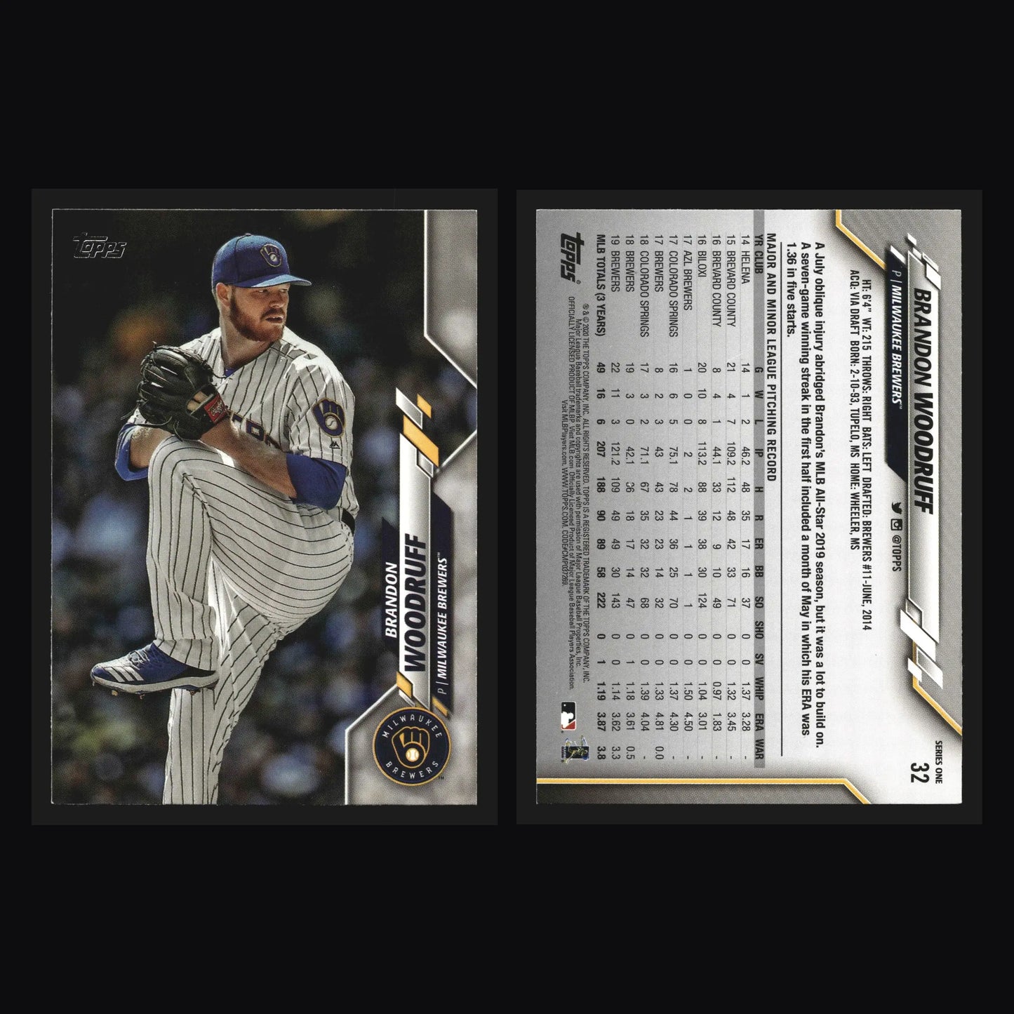 2020 Topps Series 1 #32 Brandon Woodruff Milwaukee Brewers - Baseball Card Single