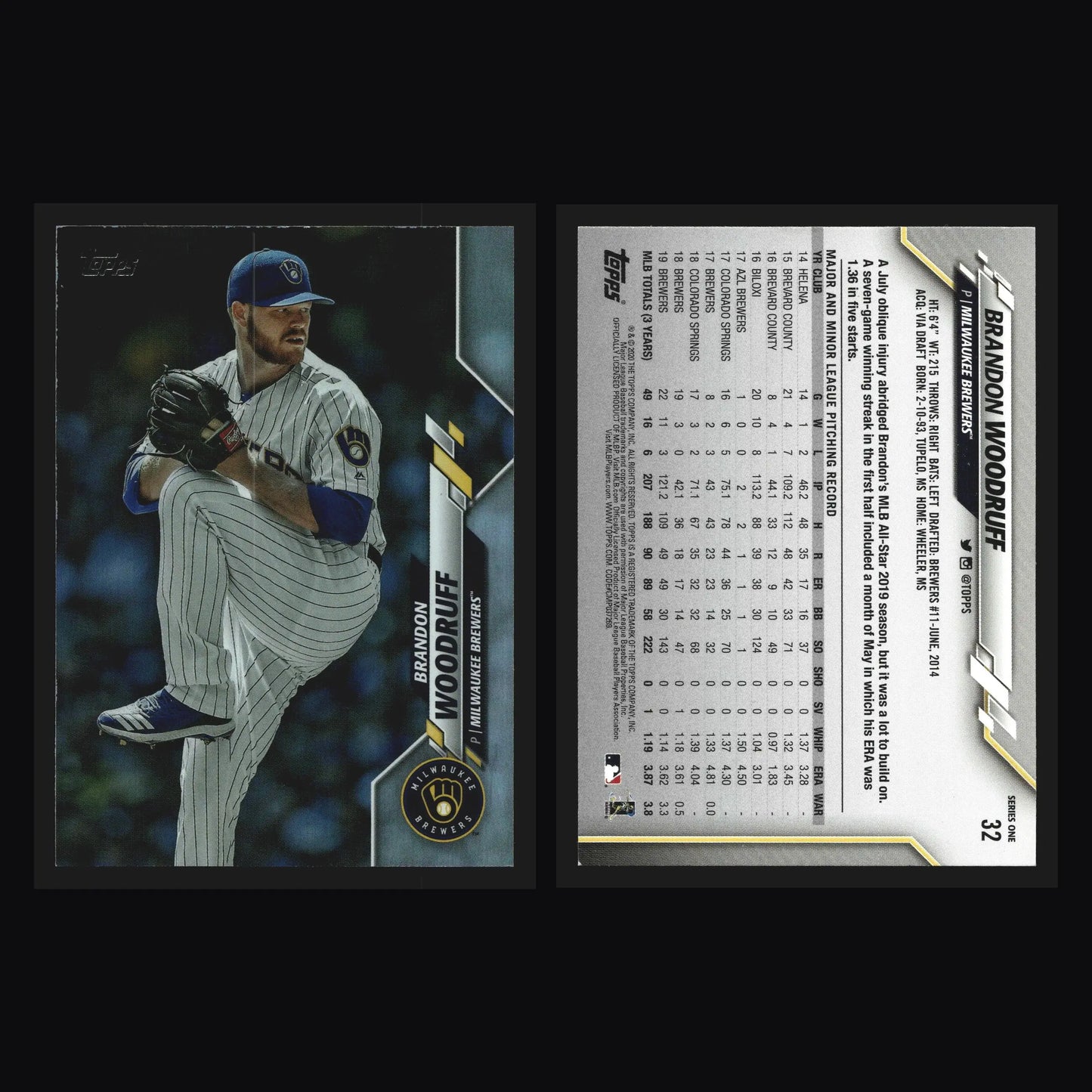 2020 Topps Series 1 #32 Brandon Woodruff Rainbow Foil Brewers - Baseball Card Single