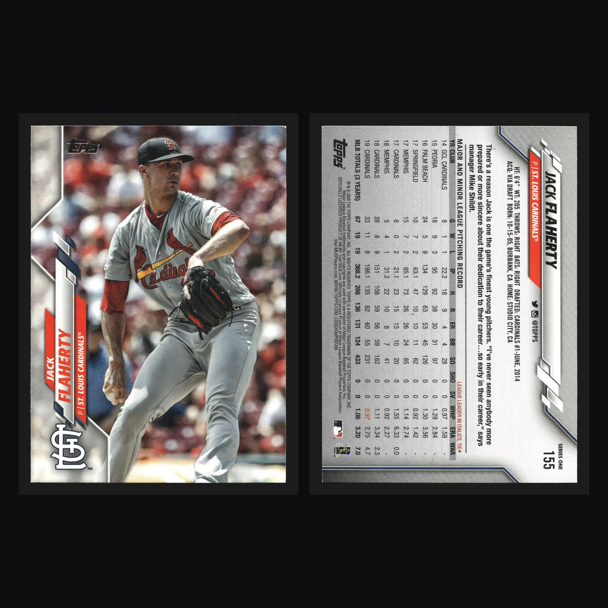 2020 Topps Series 1 Jack Flaherty #155 St. Louis Cardinals - Baseball Card Single