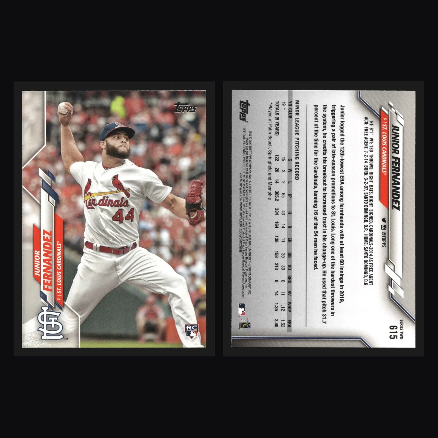 2020 Topps Series 2 Junior Fernandez #615 RC Rookie Cardinals - Baseball Card Single