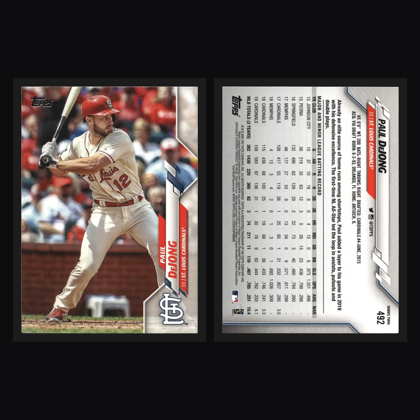 2020 Topps Series 2 Paul DeJong #492 St. Louis Cardinals - Baseball Card Single