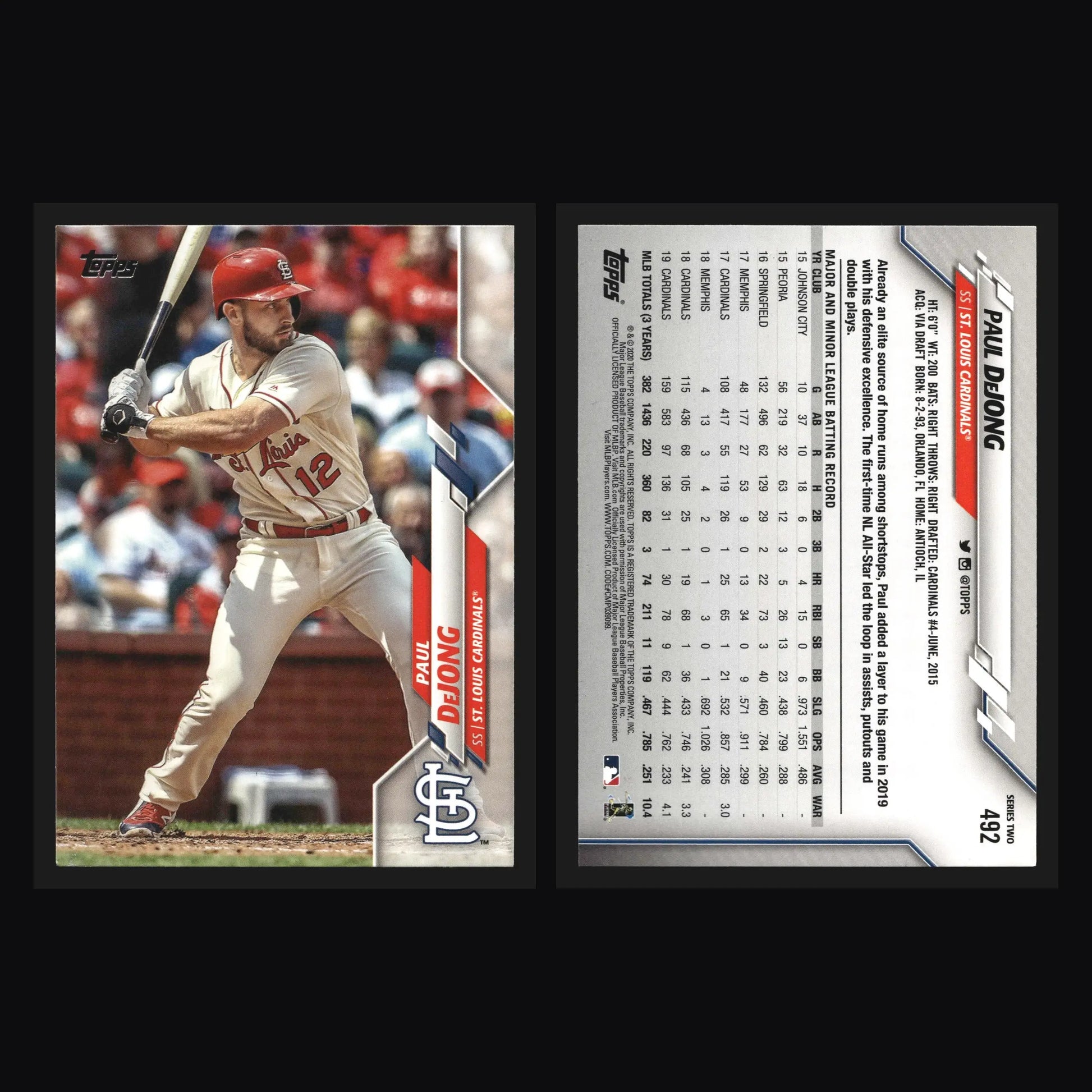 2020 Topps Series 2 Paul DeJong #492 St. Louis Cardinals - Baseball Card Single