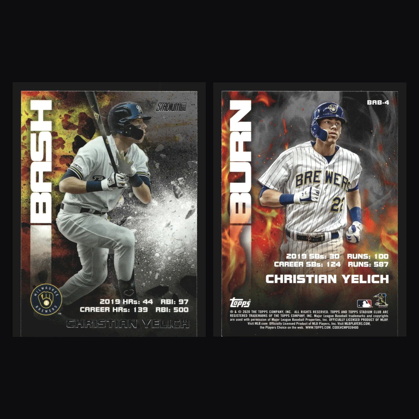 2020 Topps Stadium Club Bash and Burn #BAB-4 Christian Yelich - Baseball Card Single