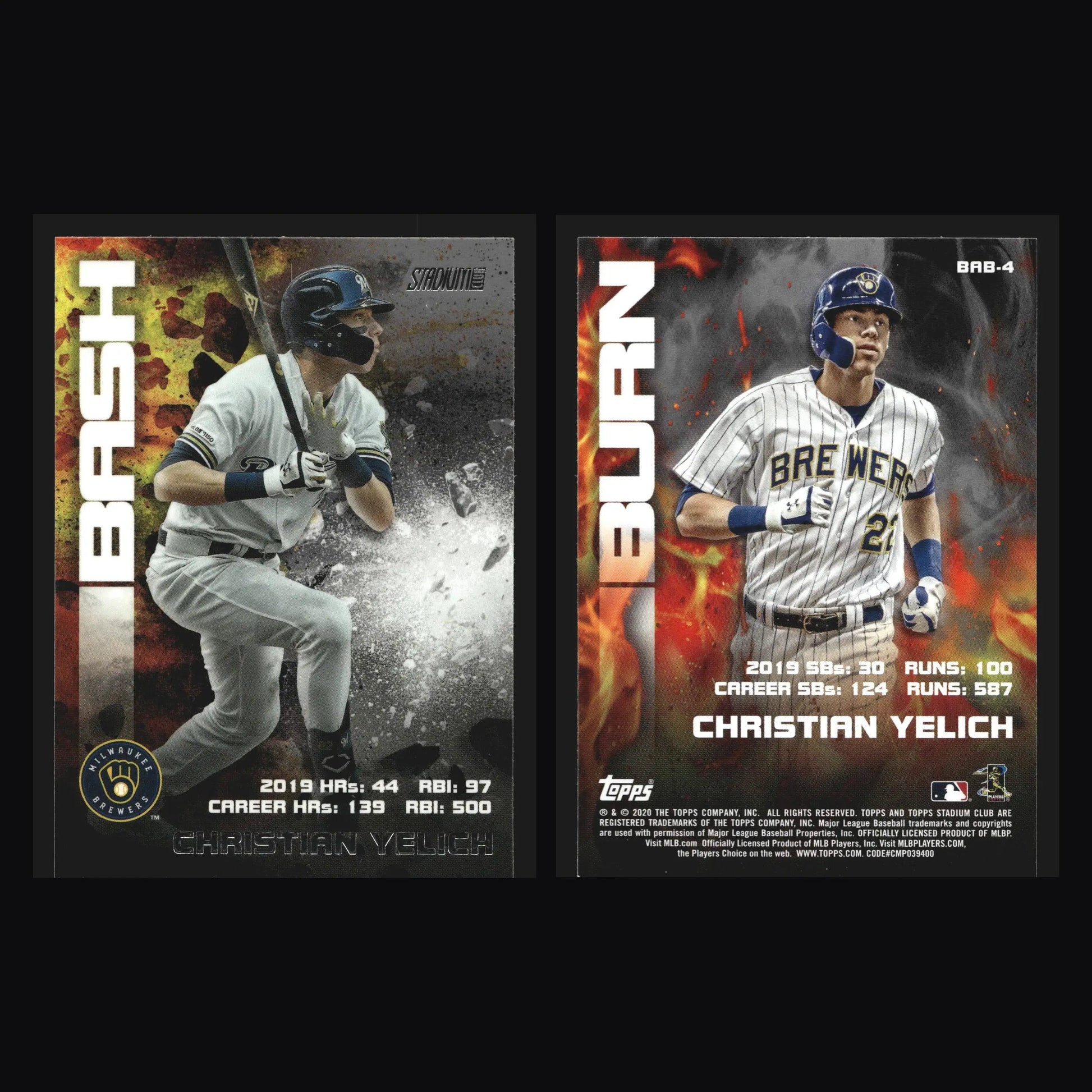 2020 Topps Stadium Club Bash and Burn #BAB-4 Christian Yelich - Baseball Card Single