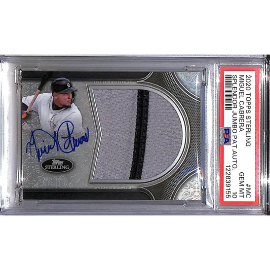2020 Topps Sterling Splendor Jumbo #SSJPA-MC Miguel Cabrera PSA 10 GEM MINT MEM Auto Detroit Tigers - Baseball Card