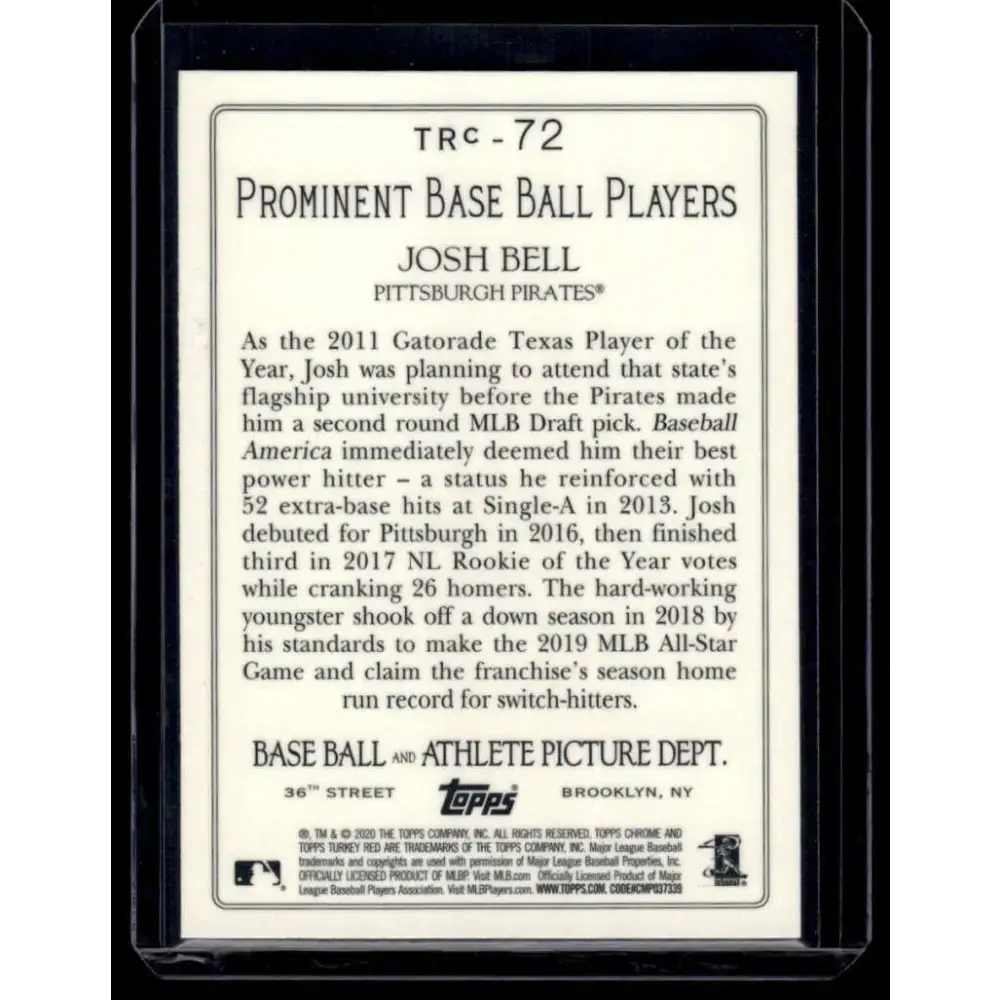 2020 Topps #TRC-72 Josh Bell NM-MT Pittsburgh Pirates Baseball Card - Baseball Card Single