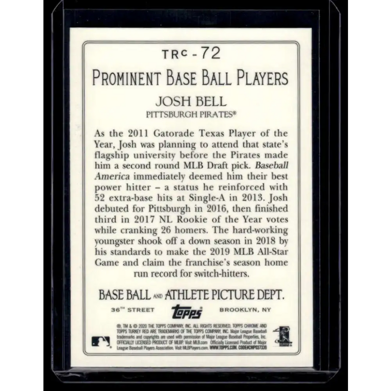 2020 Topps #TRC-72 Josh Bell NM-MT Pittsburgh Pirates Baseball Card - Baseball Card Single