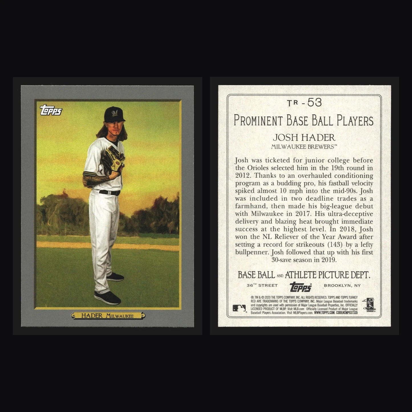2020 Topps Turkey Red #TR-53 Josh Hader Milwaukee Brewers - Baseball Card Single