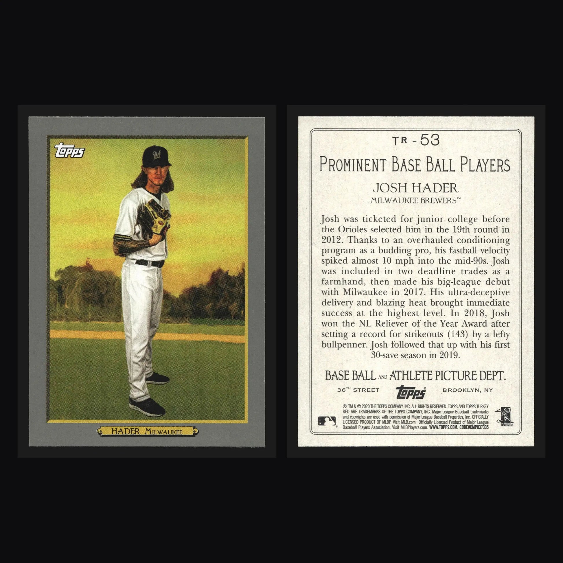 2020 Topps Turkey Red #TR-53 Josh Hader Milwaukee Brewers - Baseball Card Single