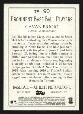 2020 Topps Turkey Red #TR-90 Cavan Biggio Toronto Blue Jays - Baseball Card Single