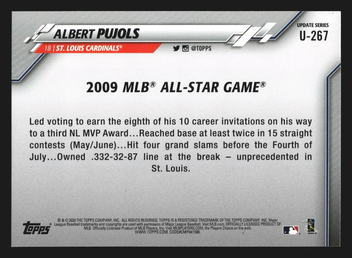 2020 Topps Update Albert Pujols #U-267 All-Star Game Cardinals - Baseball Card Single