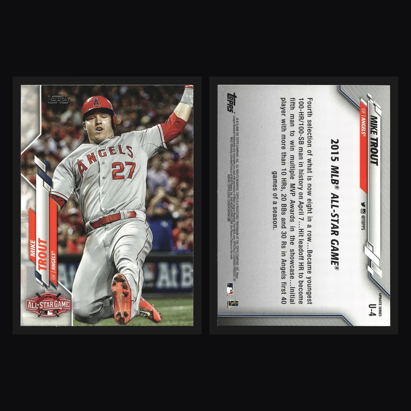 2020 Topps Update Mike Trout #U-4 2015 All-Star Game Angels - Baseball Card Single