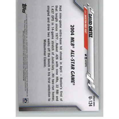 2020 Topps Update #U-124 David Ortiz NM-MT Boston Red Sox Baseball Card - Baseball Card