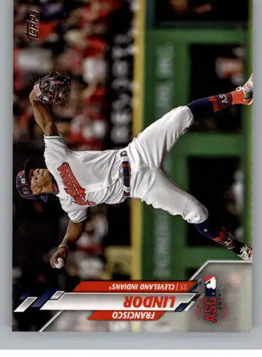 Original gloss baseball card of Francisco Lindor from 2020 Topps Update series