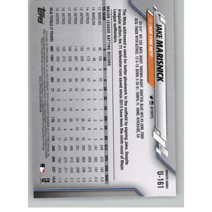 2020 Topps Update #U-161 Jake Marisnick NM-MT New York Mets Baseball Card - Baseball Card