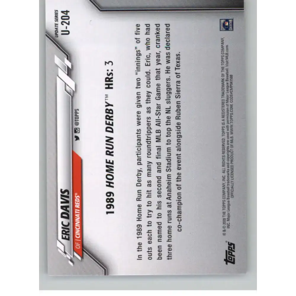 2020 Topps Update #U-204 Eric Davis NM-MT Cincinnati Reds Baseball Card - Baseball Card