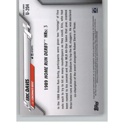 2020 Topps Update #U-204 Eric Davis NM-MT Cincinnati Reds Baseball Card - Baseball Card